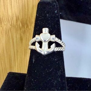 JAMES AVERY Sterling Silver Faith Hope Love Rope Anchor Ring; SIZE 5.75; RETIRED
